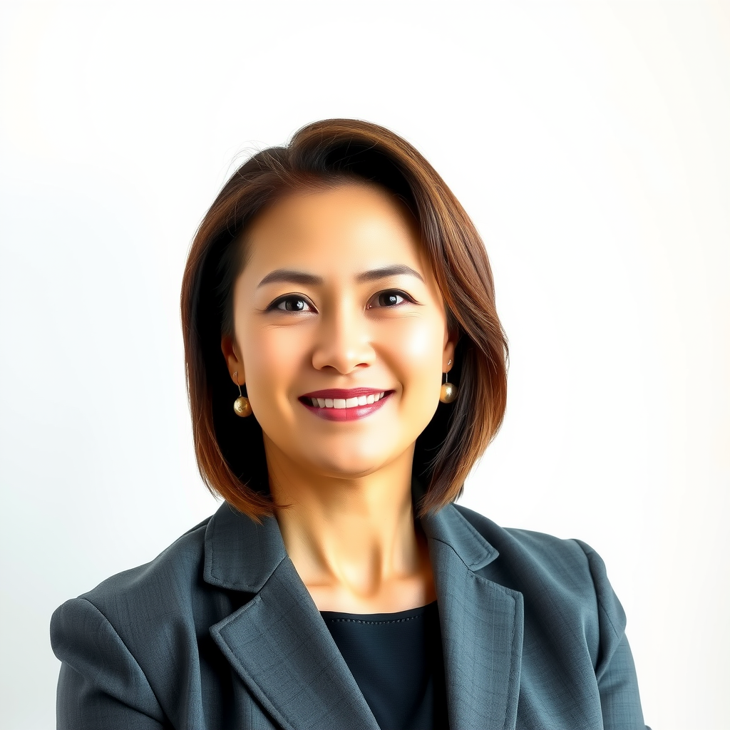 Professional headshot of Lisa Thompson, Risk Management Director, wearing a charcoal grey blazer with a warm smile, professional makeup, against a soft white background with natural lighting